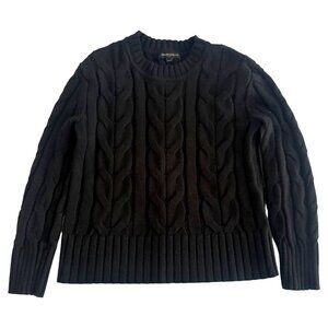 Banana Republic Black Cable Knit Crewneck Sweater Size S